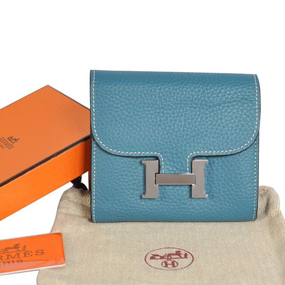 Cheap Fake Hermes Constance Togo Leather Wallets A608 Blue